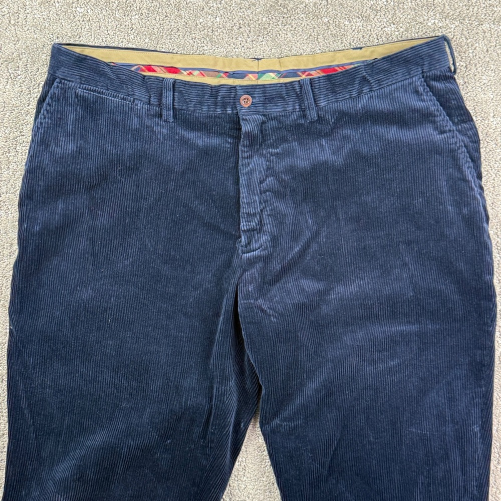 VTG Polo Ralph Lauren Preston Pant Mens 42/30 Navy Blue Corduroy Classic Preppy